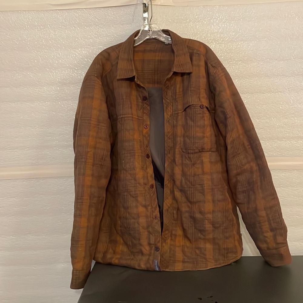 toad & co brown kodiak quilted overshirt